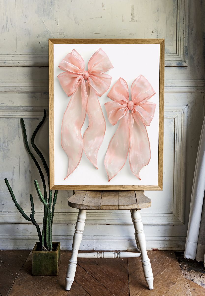 Blush Organza Bow Print. room preview