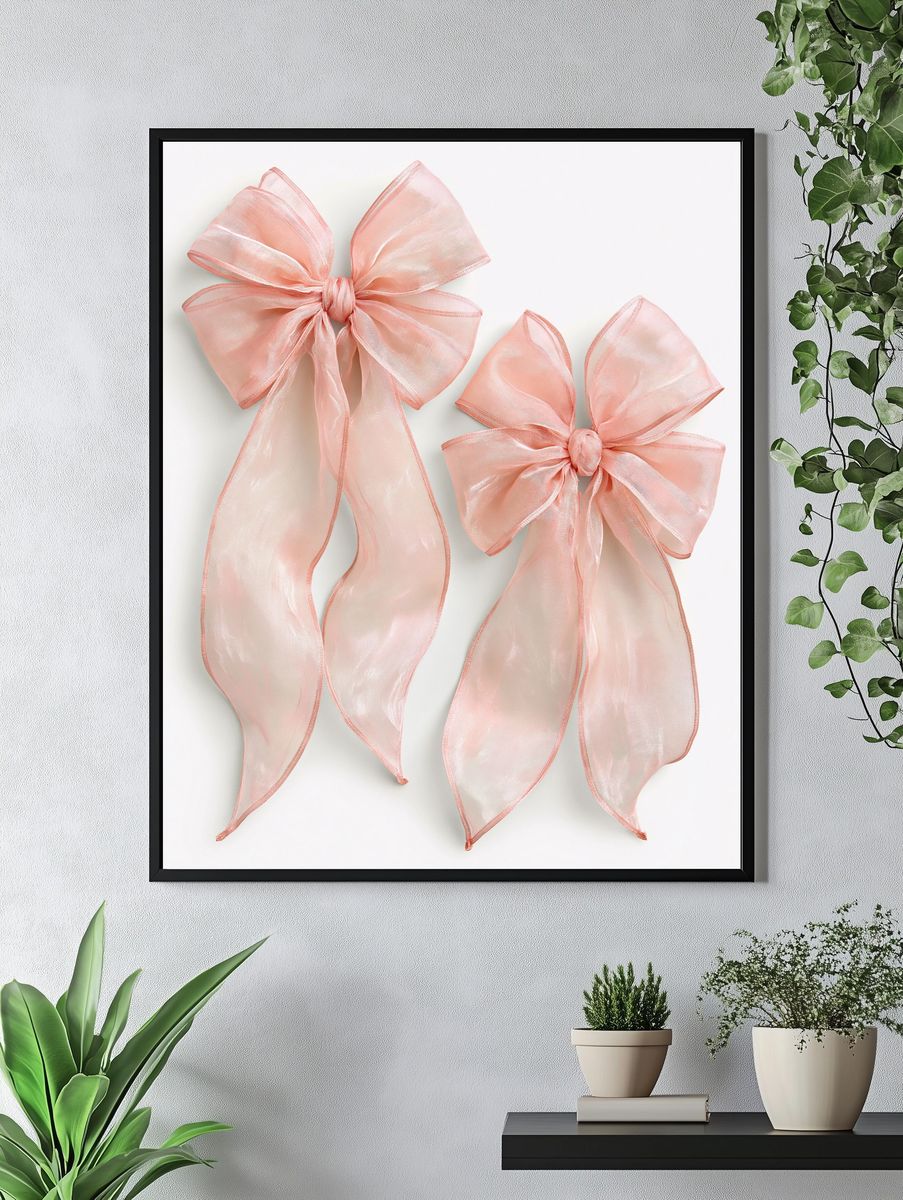 Blush Organza Bow Print. — room view 4