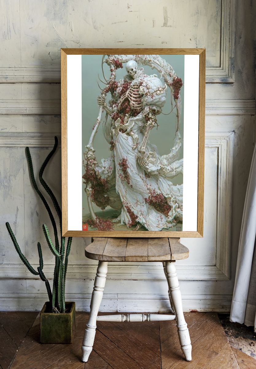 Skeleton Figure Surrealism Poster. room preview