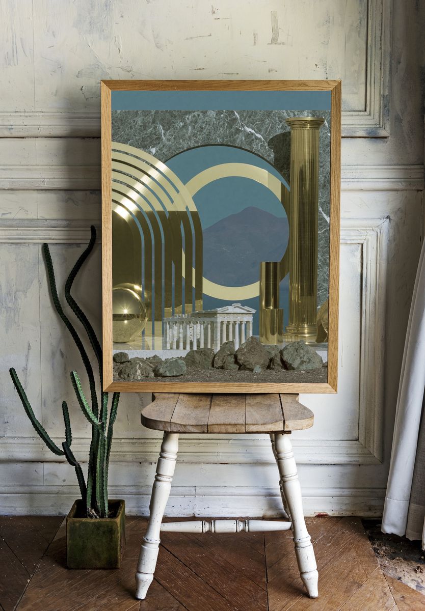 Classical Surreal Collage Print. room preview