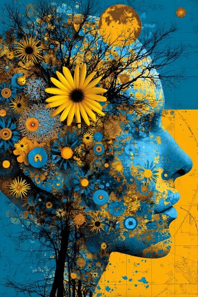 Floral Profile Surrealism Poster. poster print