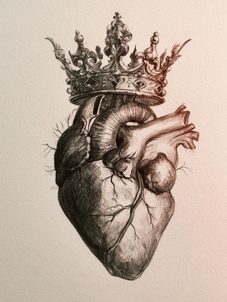 Crowned Heart Surrealism Print. poster — fine-art art