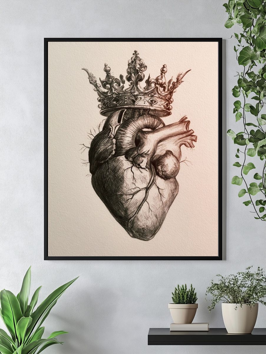 Crowned Heart Surrealism Print. — room view 4