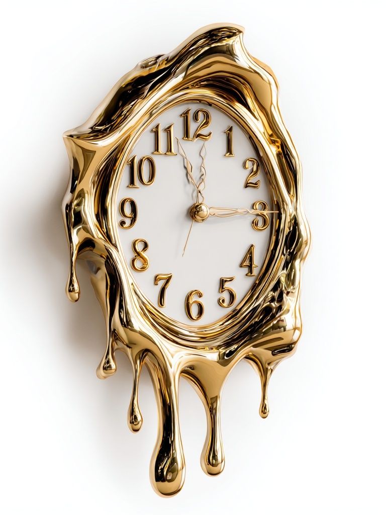 Melting Gold Clock Surrealism Poster. poster detail