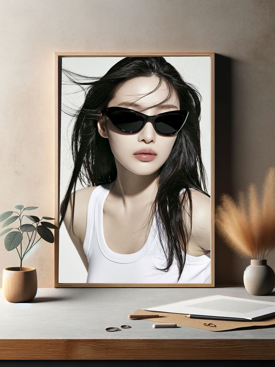 Sleek Sunglasses Portrait Print. — room view 2