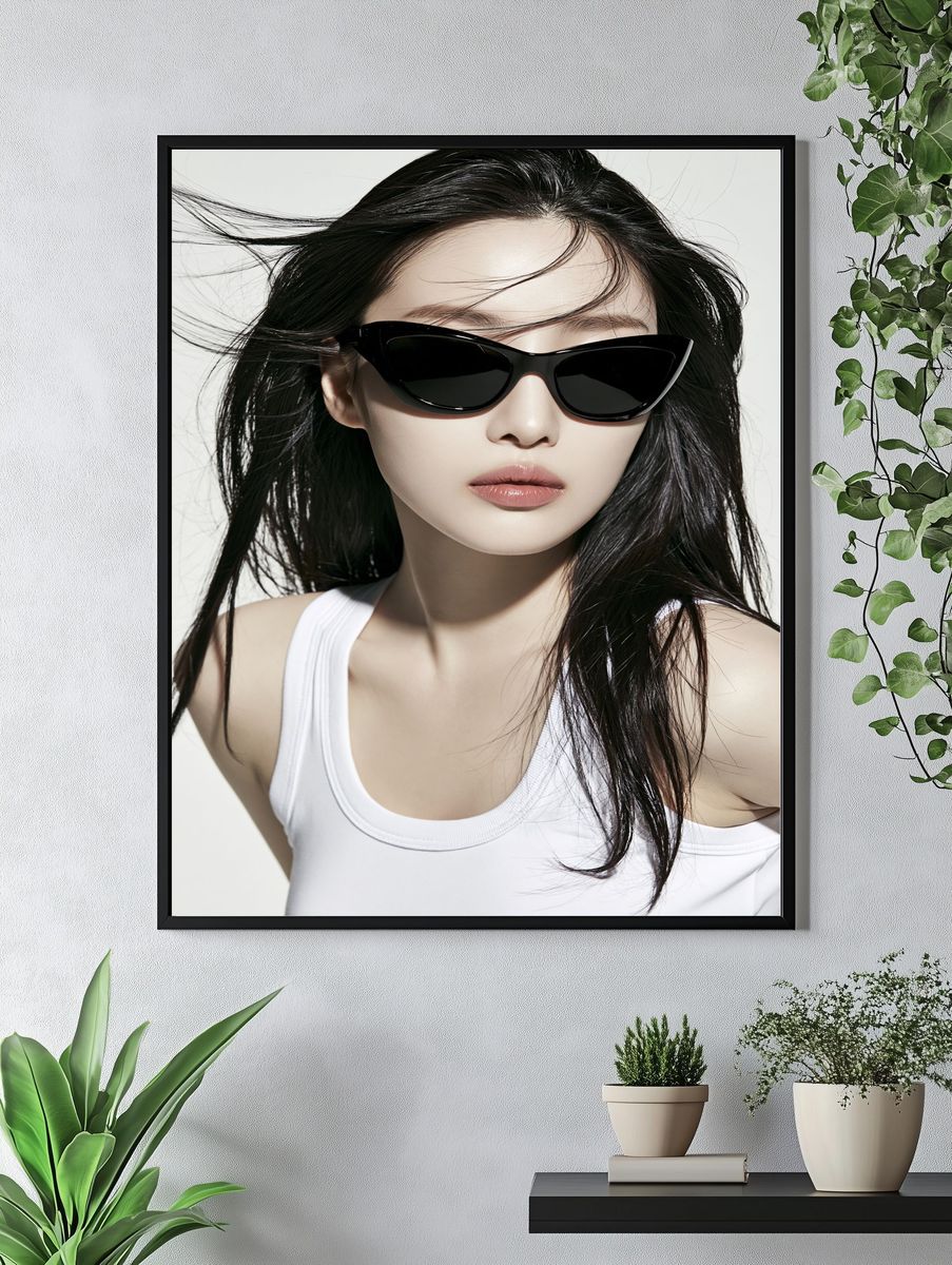 Sleek Sunglasses Portrait Print. — room view 4