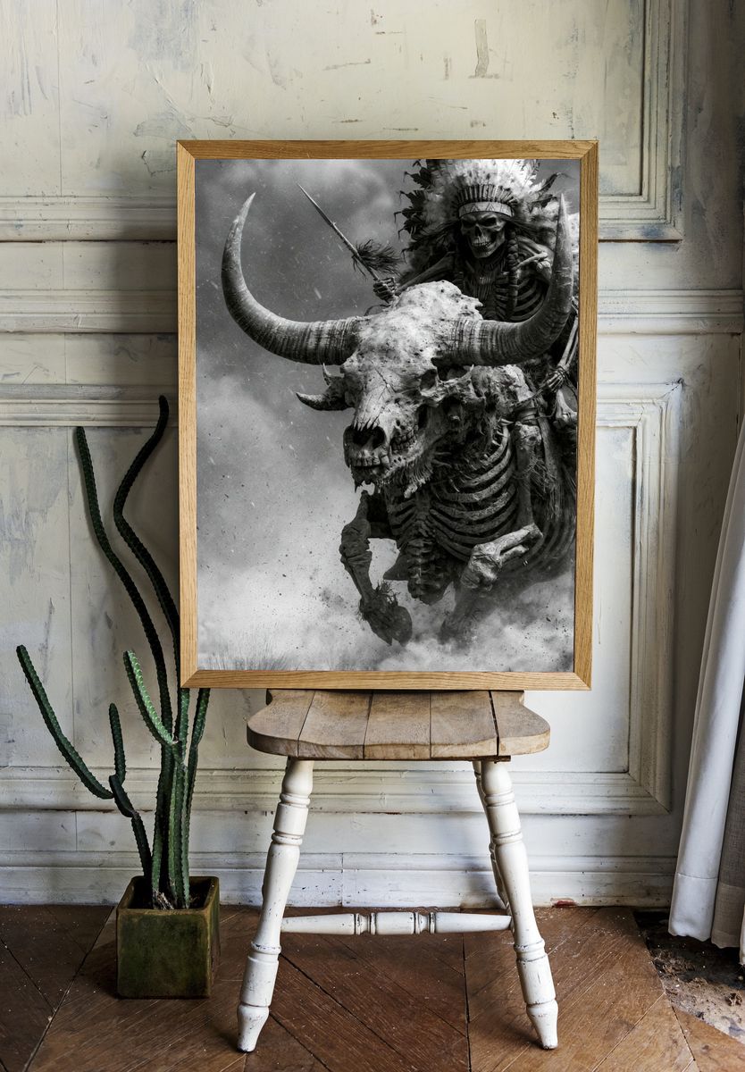 Skeleton Rider — Dark Fantasy Print. — room view 1