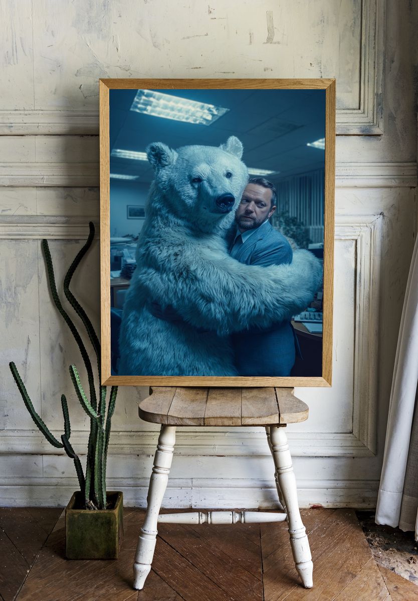 Polar Bear Hug Office Poster. — room view 1