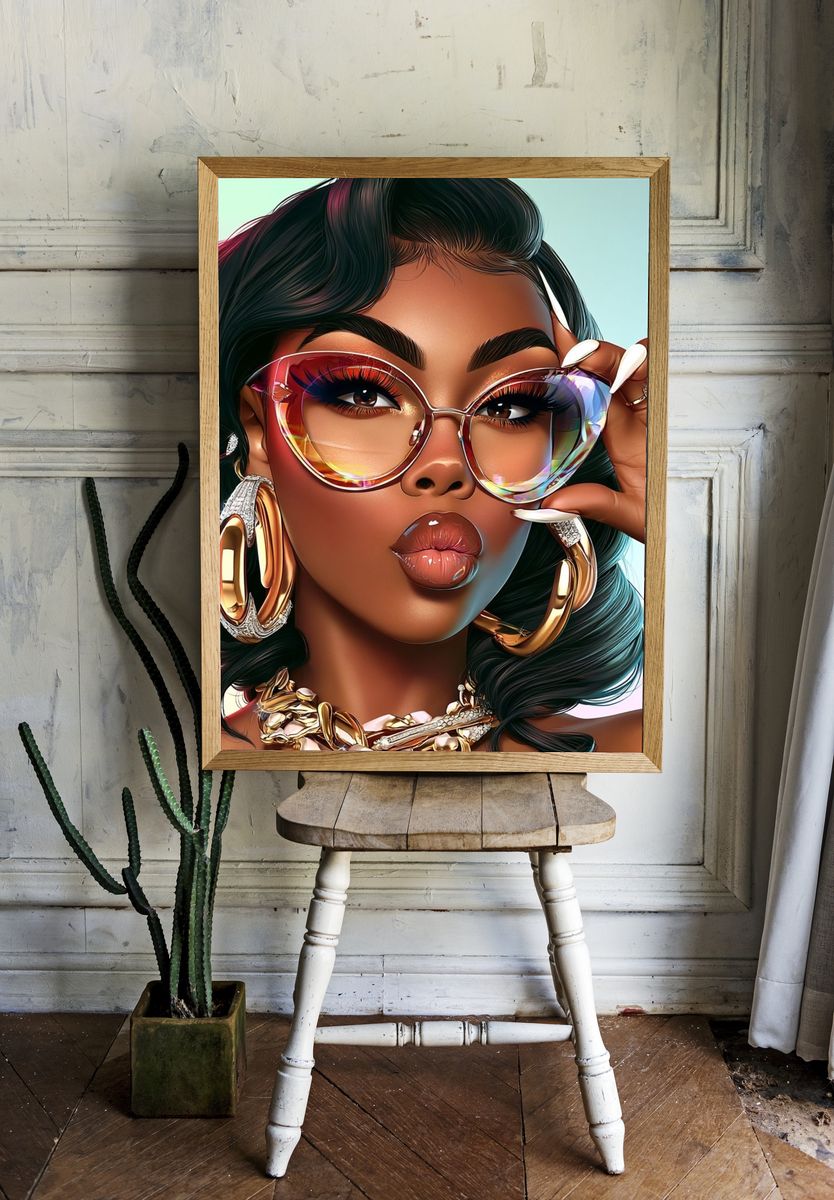 Stylish Glam Portrait Poster. — room view 1
