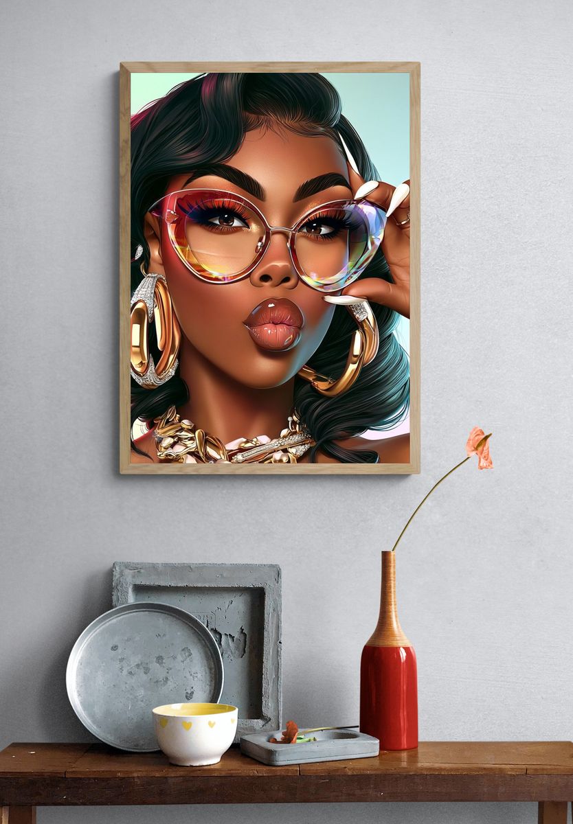 Stylish Glam Portrait Poster. — room view 3