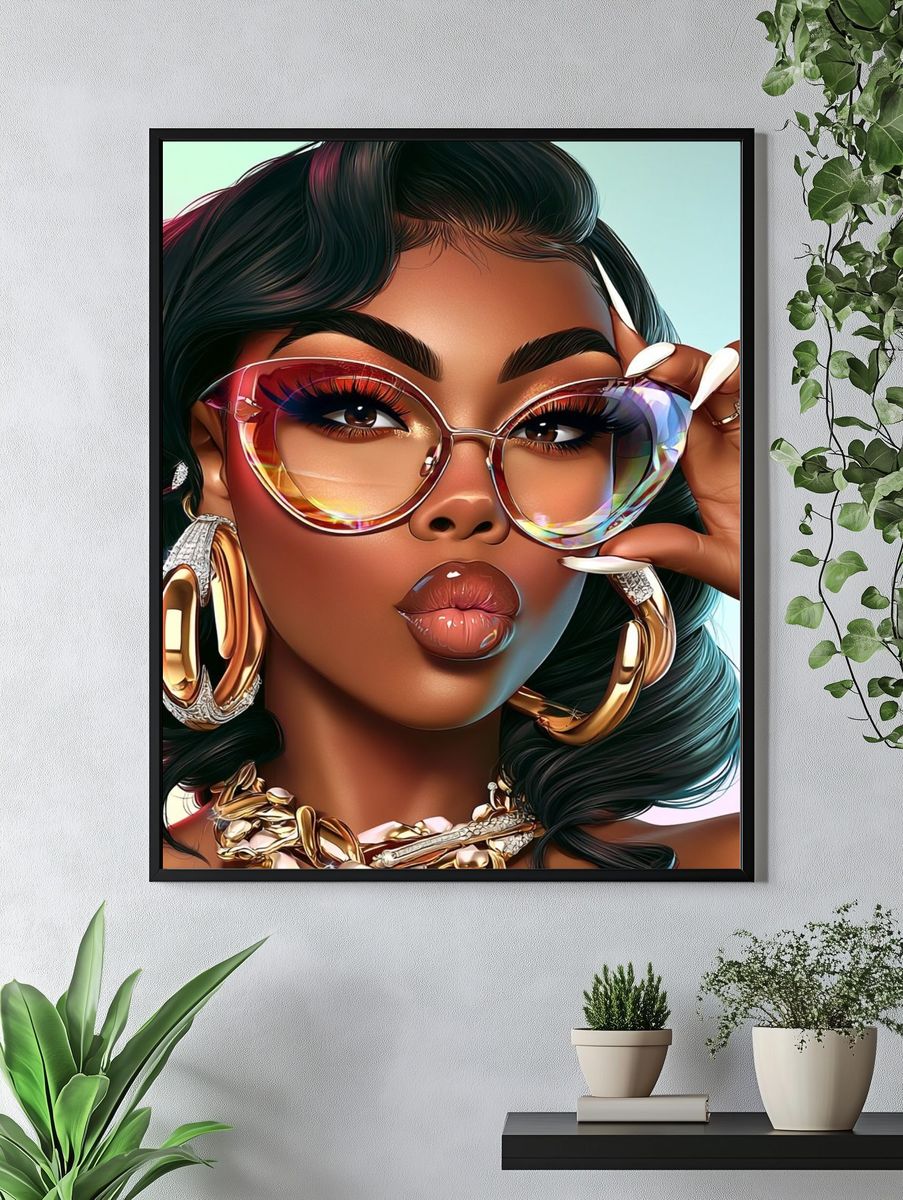 Stylish Glam Portrait Poster. — room view 4