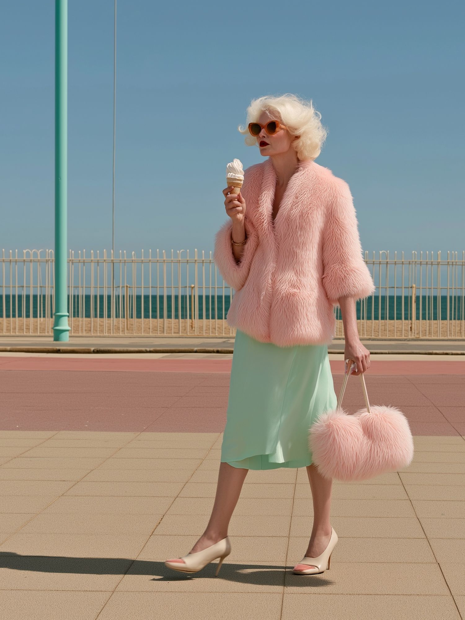 Pastel Seaside Fashion Portrait Print. poster detail