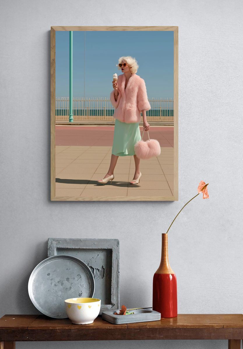 Pastel Seaside Fashion Portrait Print. — room view 3