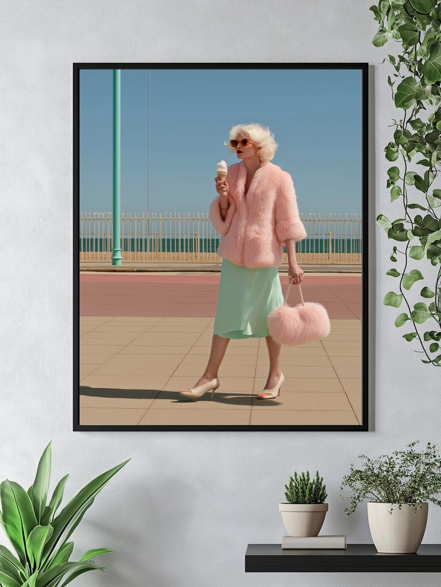 Pastel Seaside Fashion Portrait Print. — room view 4