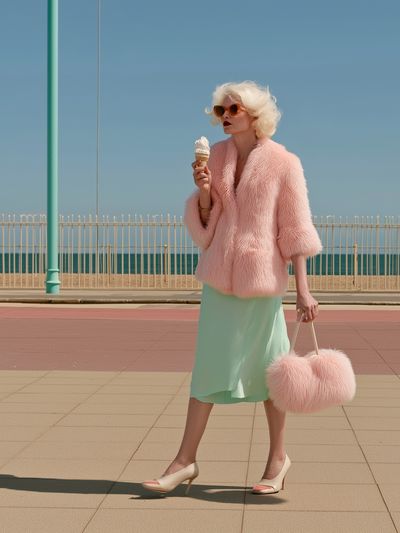 Pastel Seaside Fashion Portrait Print.