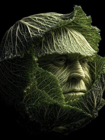 Cabbage Face Surrealism Print. poster print