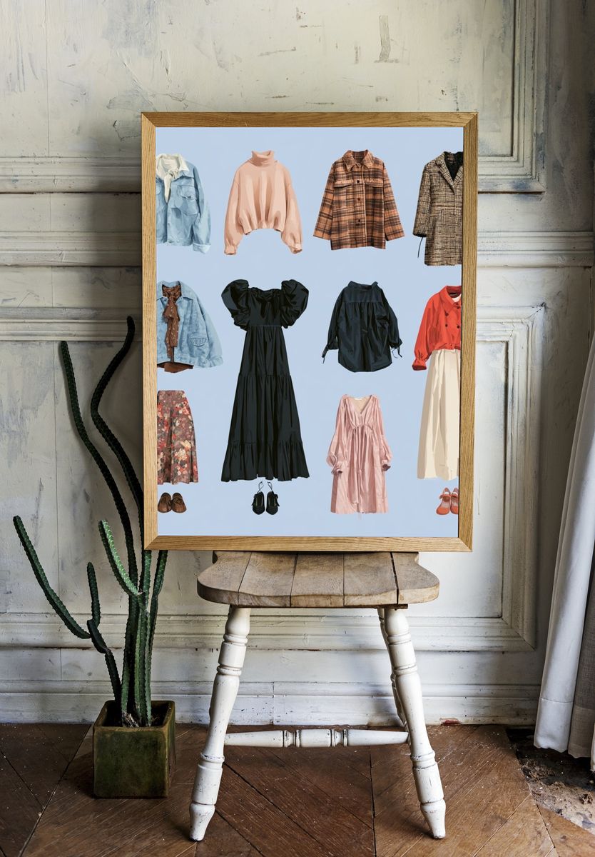 Fashion Wardrobe Illustration Poster. room preview