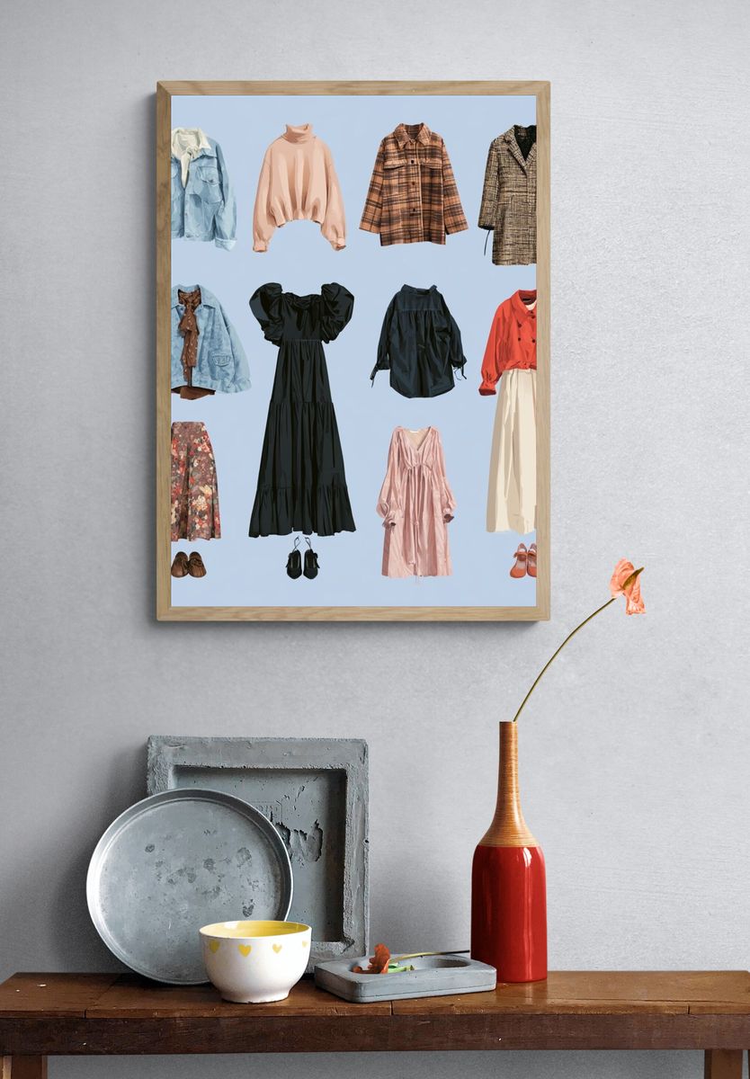 Fashion Wardrobe Illustration Poster. — room view 3