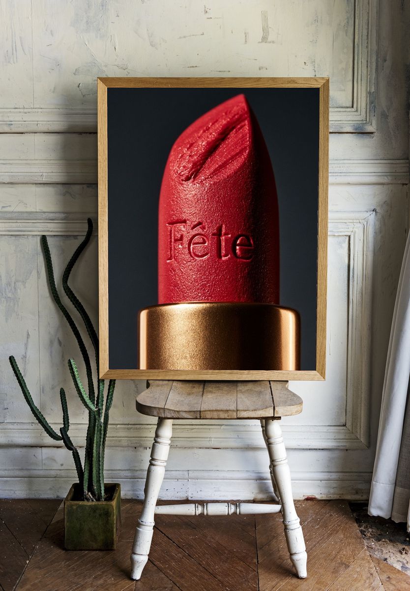 Red Lipstick Close-Up Poster. — room view 1