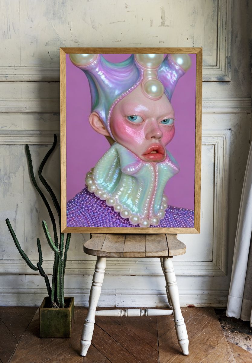 Surreal Pearl Portrait Print. — room view 1