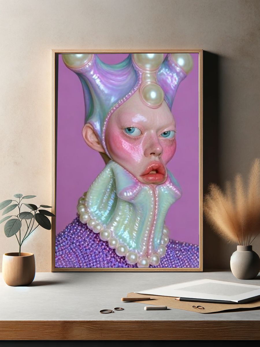 Surreal Pearl Portrait Print. — room view 2