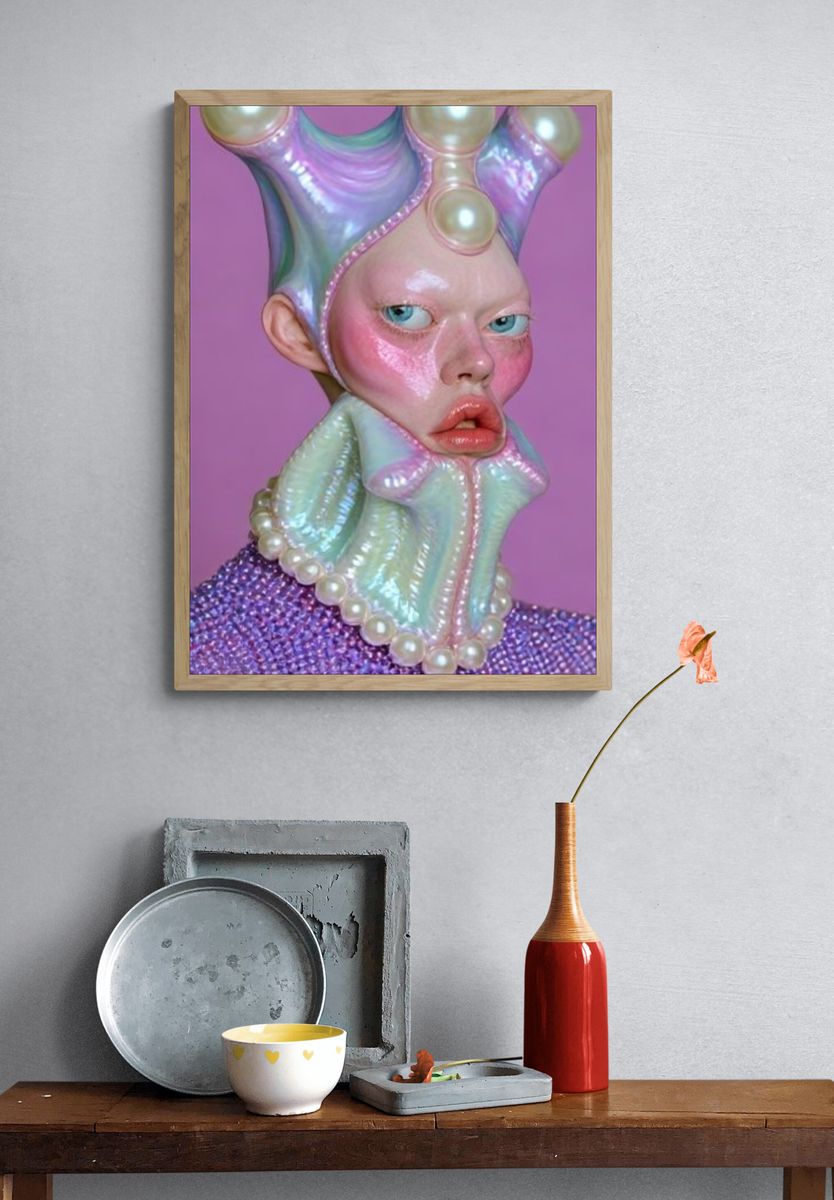 Surreal Pearl Portrait Print. — room view 3