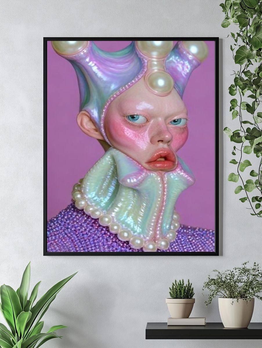 Surreal Pearl Portrait Print. — room view 4