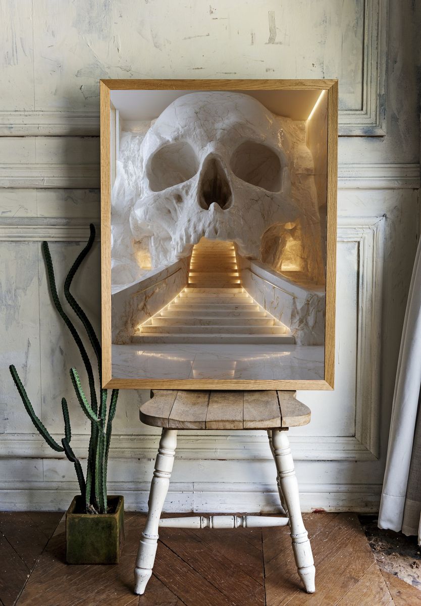 Skull Staircase Architecture Print. room preview