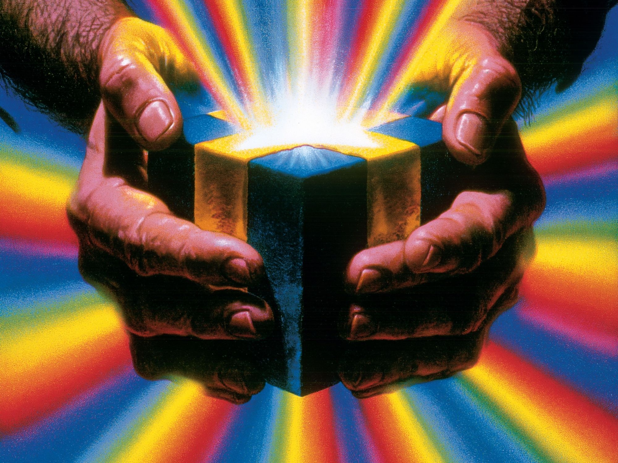 Hands Holding Light Cube Poster. poster detail