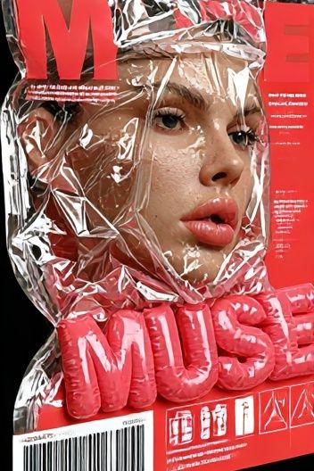Glossy Red Fashion Portrait Poster. poster detail