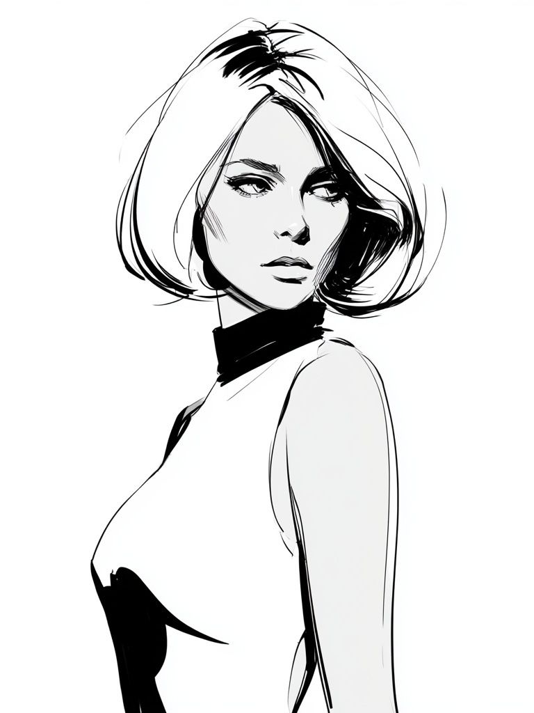 Fashion Sketch Portrait Poster. poster detail