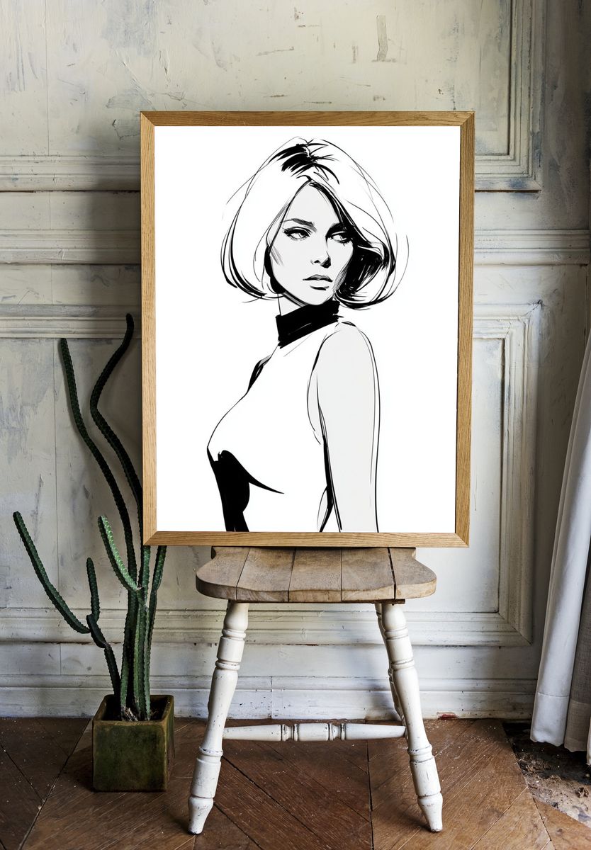 Fashion Sketch Portrait Poster. — room view 1