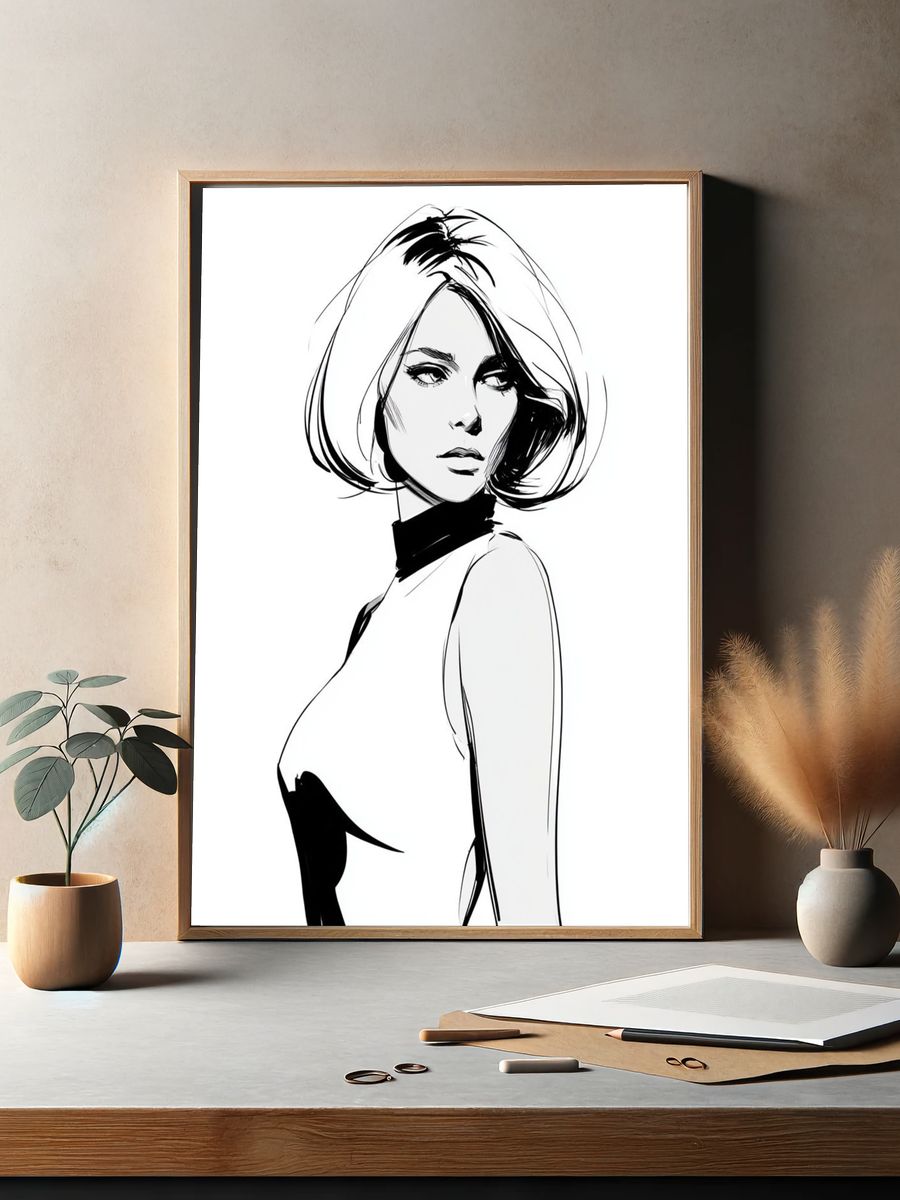 Fashion Sketch Portrait Poster. — room view 2