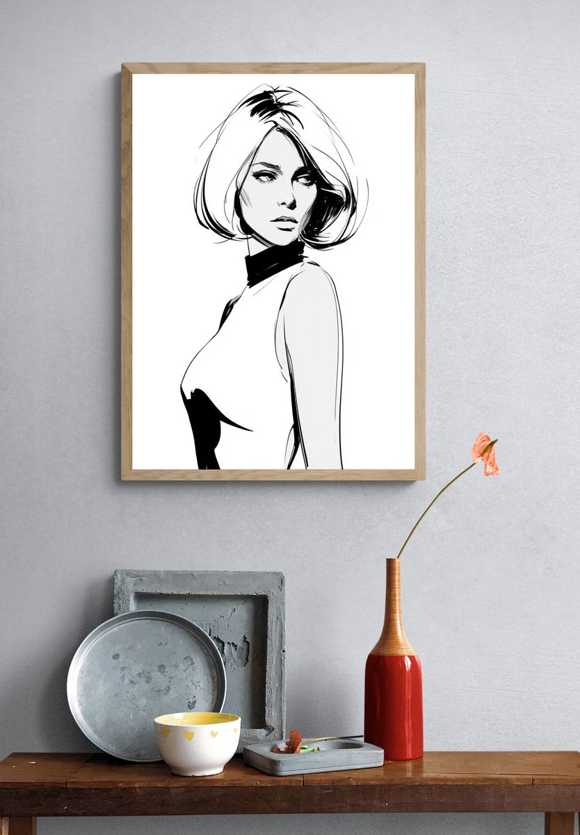Fashion Sketch Portrait Poster. — room view 3