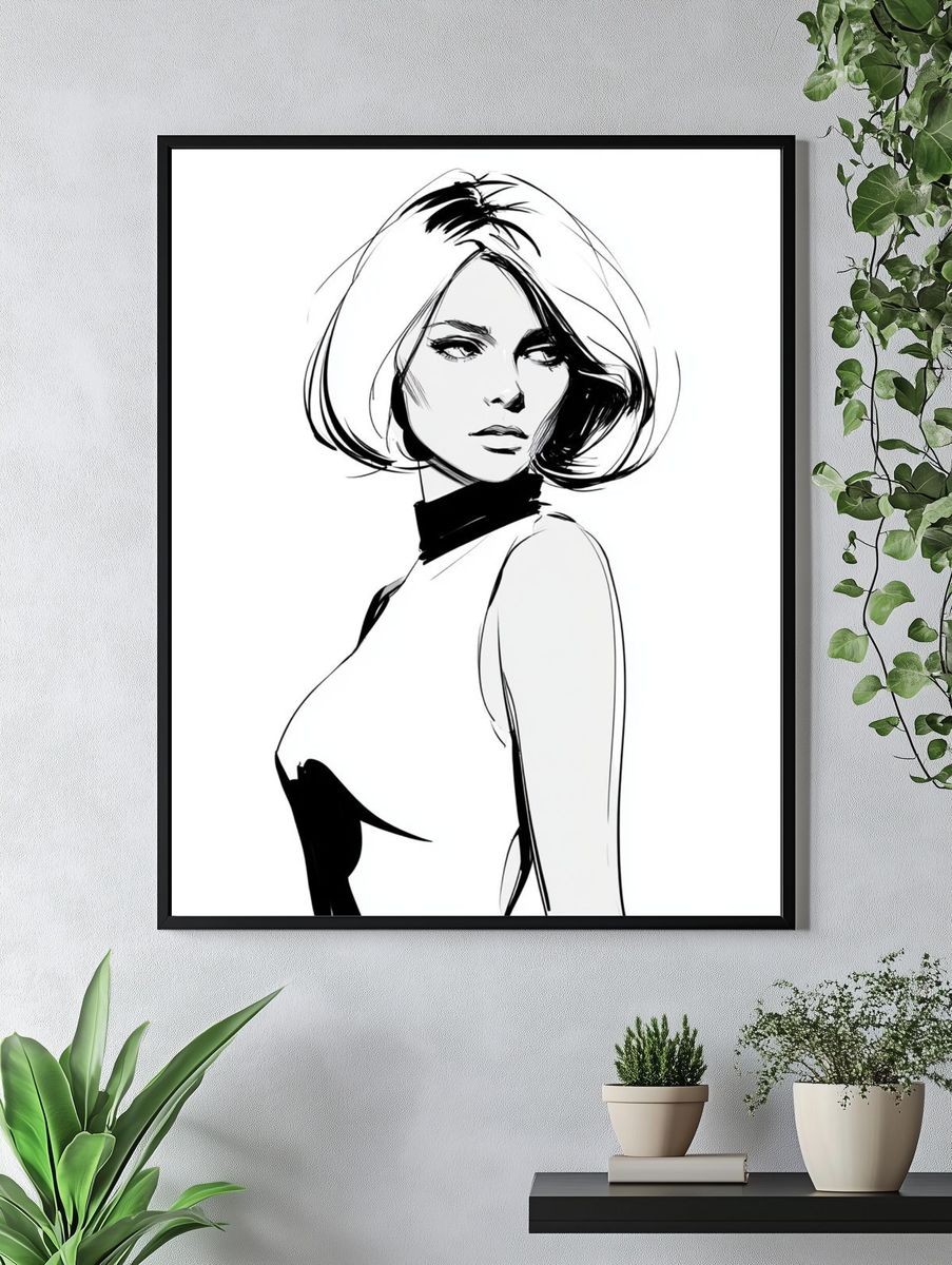 Fashion Sketch Portrait Poster. — room view 4
