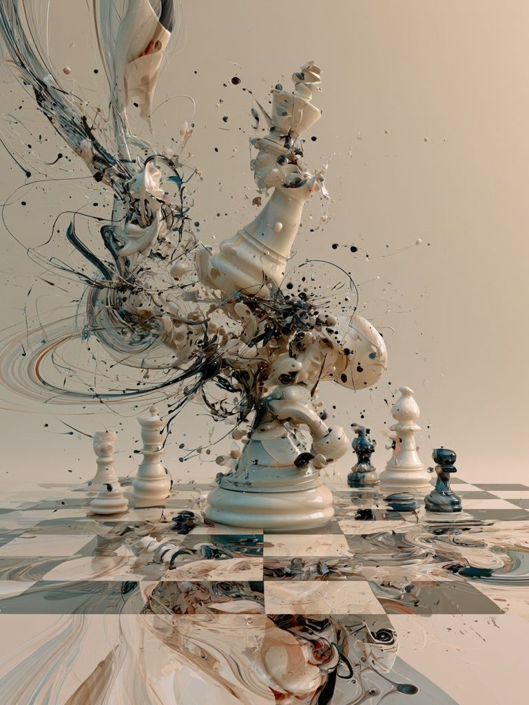 Surreal Chess Explosion Print. poster — fine-art art
