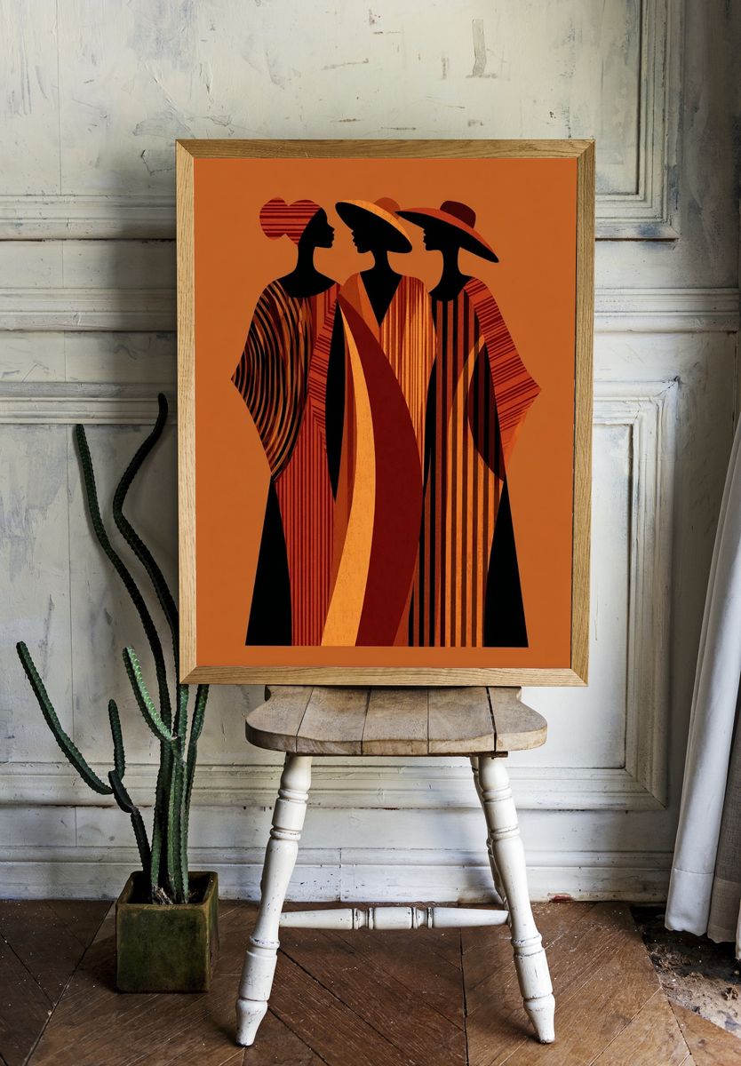Three Women Silhouette Art Deco Poster room preview