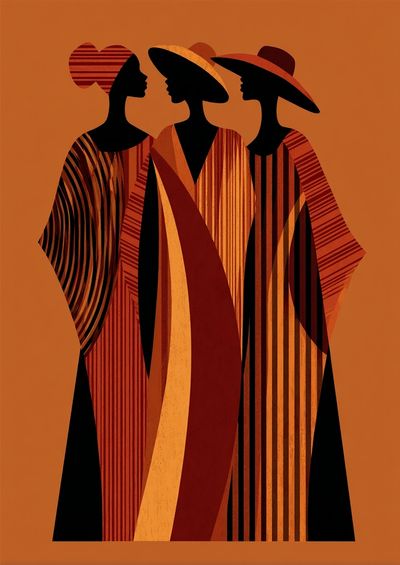 Three Women Silhouette Art Deco Poster. poster