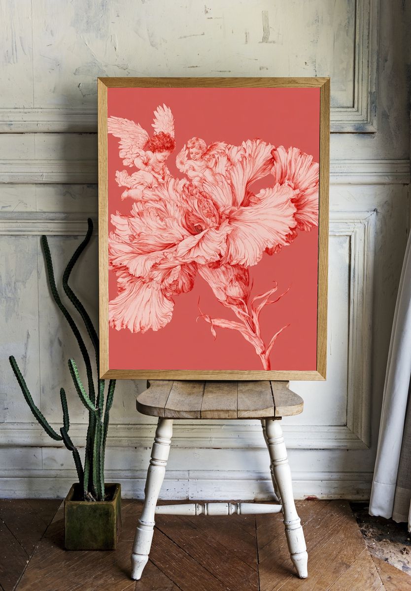 Cherub Floral Surrealism Print. — room view 1