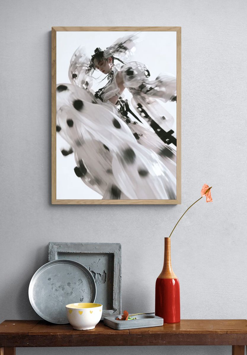 Flowing Fashion Portrait Poster. — room view 3
