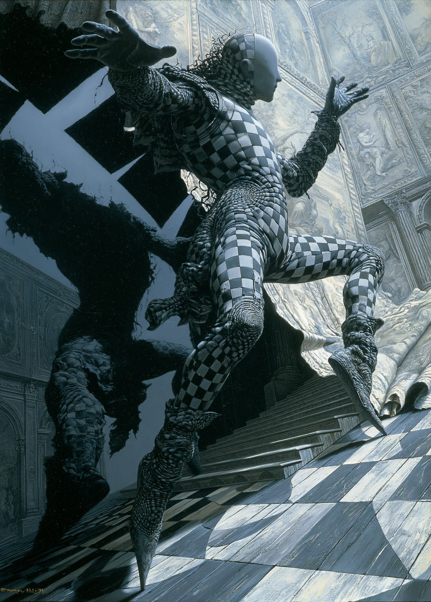 Surreal Checkered Figure Poster. poster detail