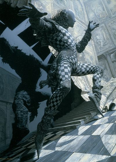 Surreal Checkered Figure Poster. poster