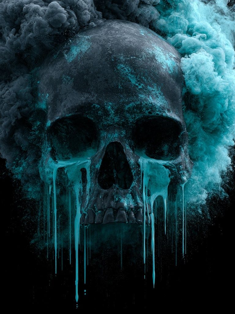 Skull Smoke Surrealism Print. poster — fine-art art