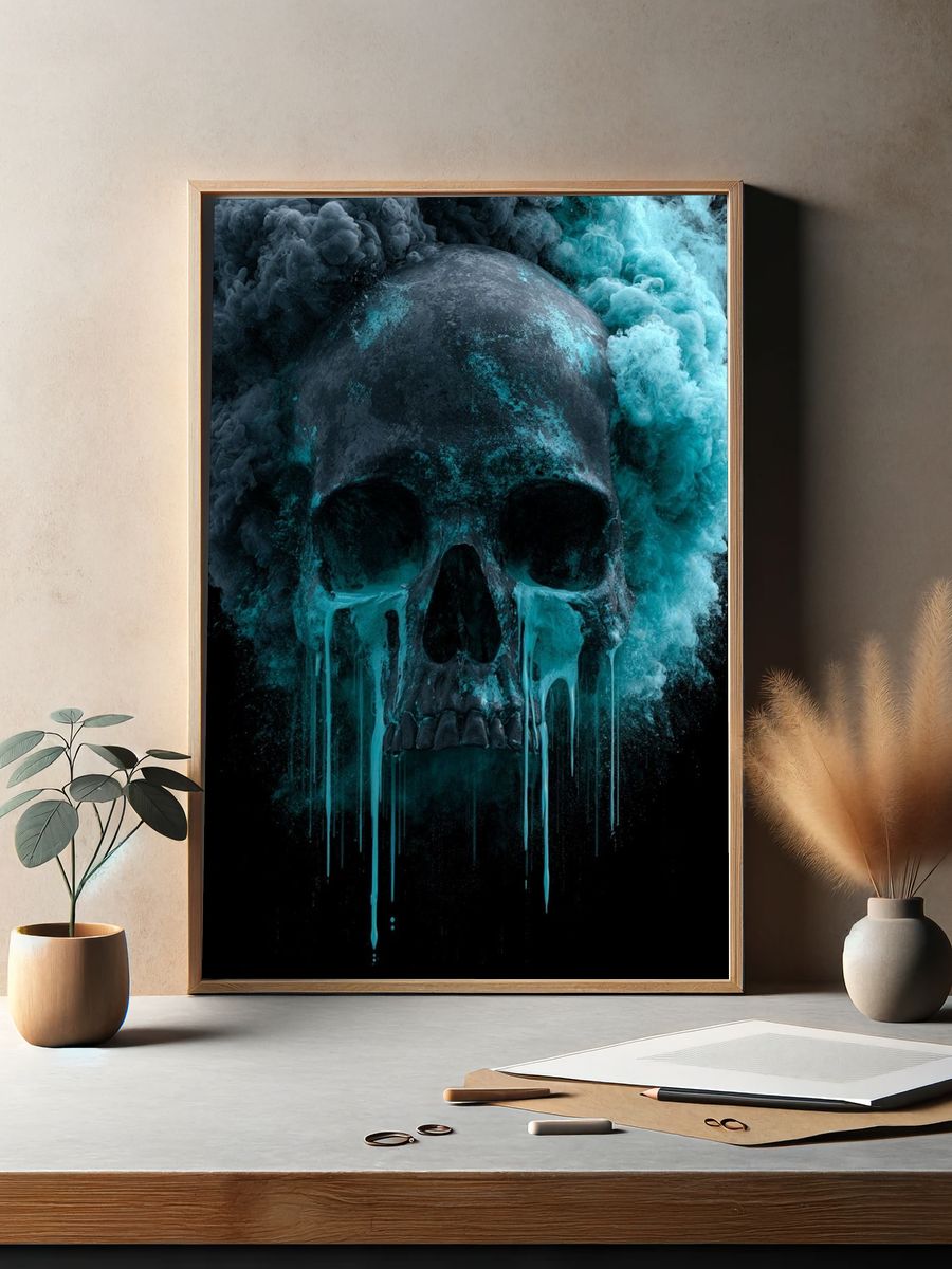 Skull Smoke Surrealism Print. — room view 2