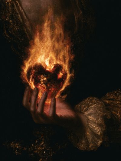 Burning Heart Surrealism Print.