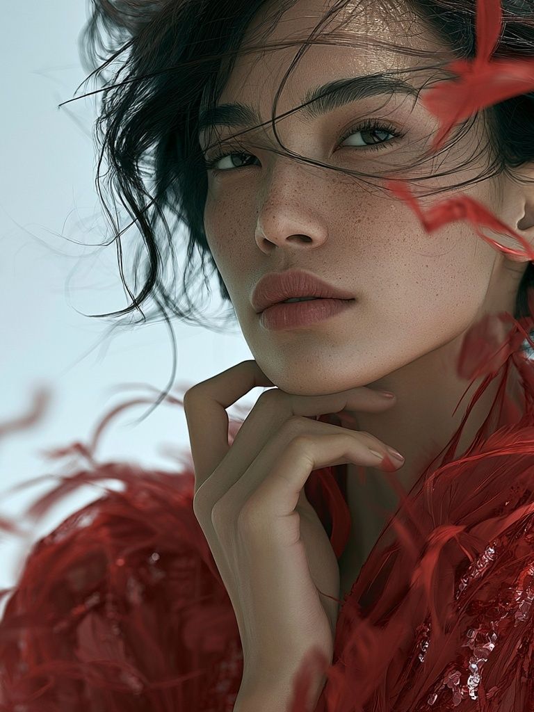Red Feather Portrait Print. poster detail