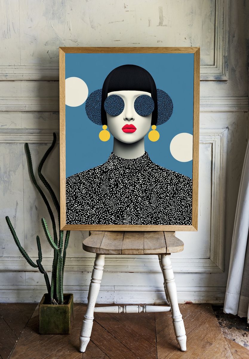 Stylized Fashion Portrait Poster. — room view 1