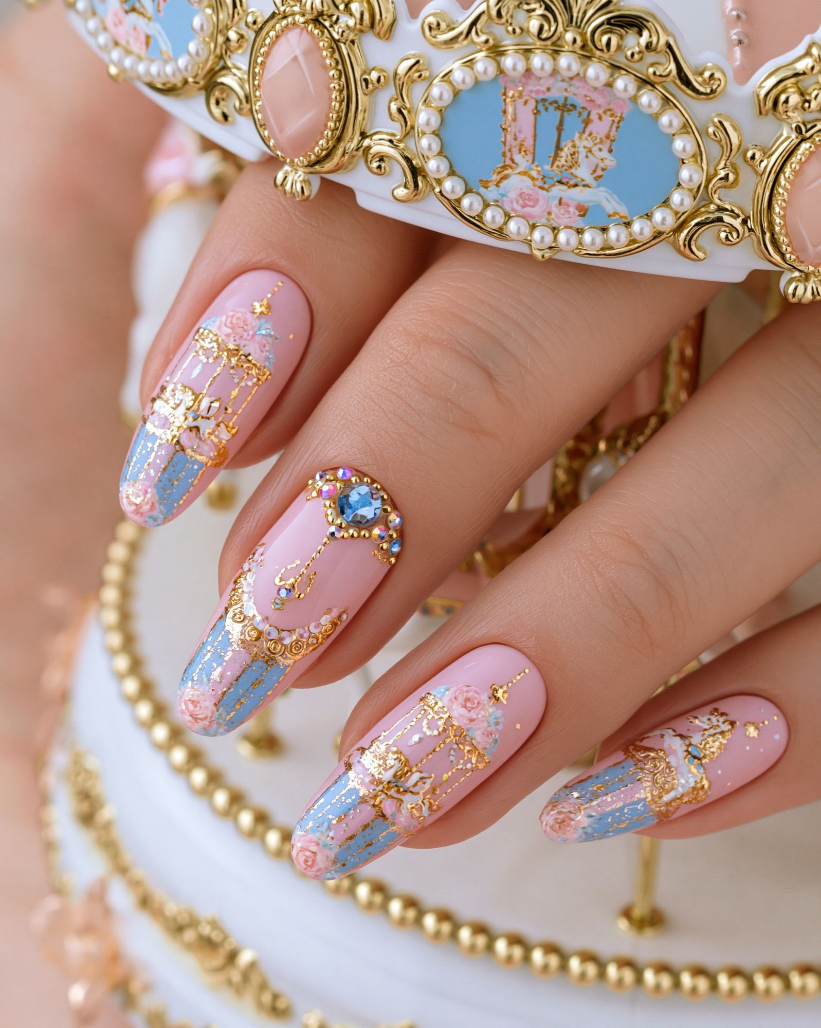 Pastel Rococo Nail Art Poster. poster detail