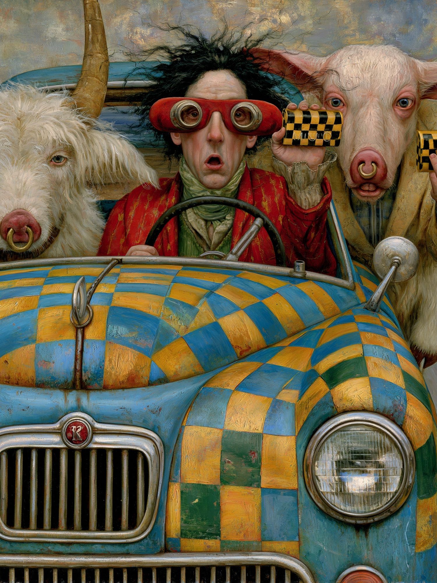 Surreal Animal Car Ride Print. poster detail