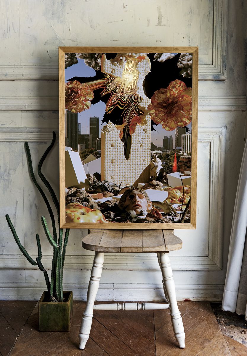 Surreal City Collage Poster. — room view 1